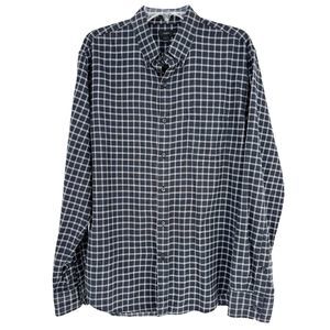 J Crew Shirt Men L Windowpane Plaid Gray Flannel Long Sleeve Button Up Cotton